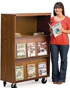 Mobile Magazine Display Rack with Cabinet. 13PMT524-7109